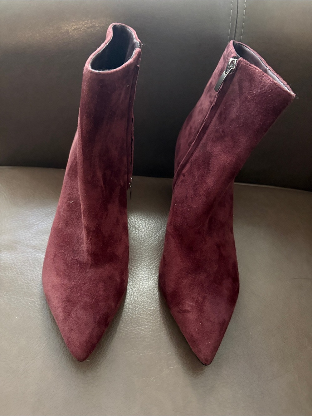 Nine West Wine Suede Pointed Toe Ankle Boots